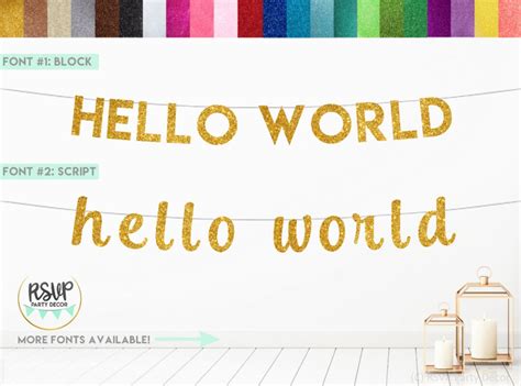 Hello World Banner Glitter Hello World Sign Baby Shower Etsy