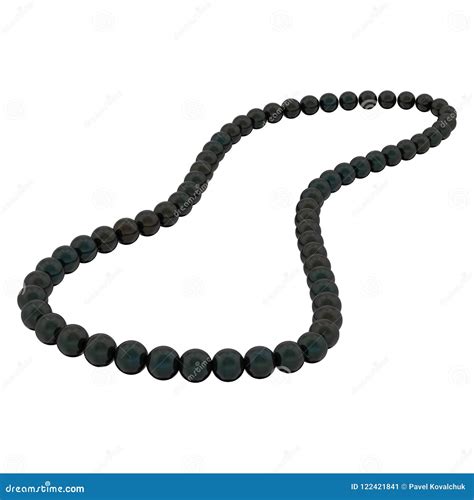 3d Illustration Isolated Black Pearl Necklace Beads On A White B Stock