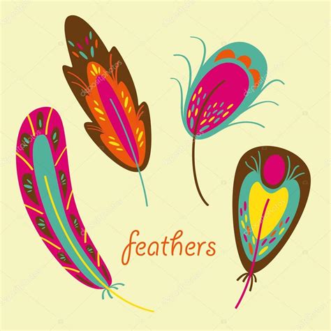 Set Of Colorful Feathers — Stock Vector © Mhatzapa 59809535