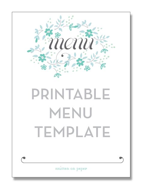Free Printable Menu Cards Template Printable Templates