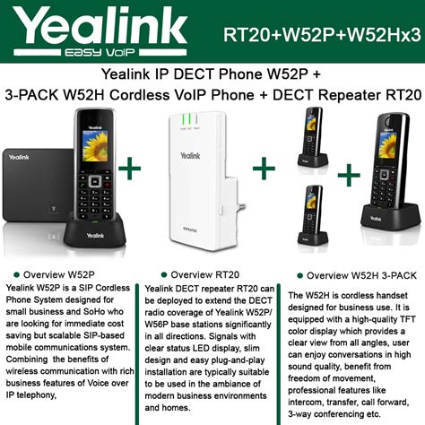 Yealink W52p Ip Dect Phone 3pack W52h Cordless Voip Phone Dect
