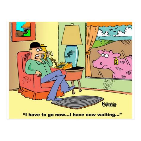 Farm Cartoon Cow Humor Postcard In 2021 Cows Funny Farm