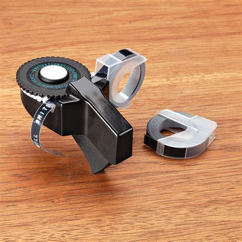 This label maker is more straightforward. Custom Black Label Maker and Label Tape Refills