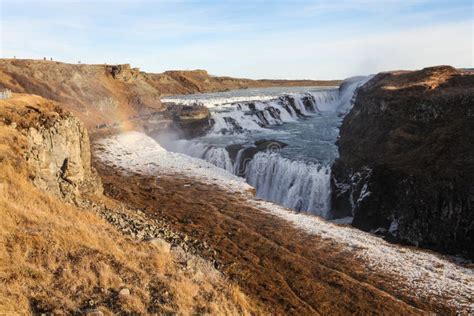 Waterfall Gullfoss Golden Circle Tour Iceland Stock Image Image Of