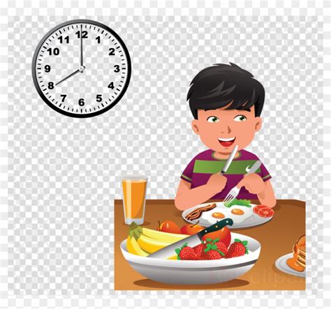 Child Eating Healthy Food Cartoon Clipart Breakfast - Have Breakfast At 8 O Clock, HD Png ...