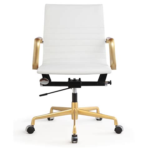 Gold And White Vegan Leather M348 Modern Office Chairs Zin Home