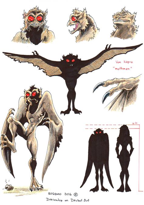 Cryptids Sheet 02 Mothman By Dracowhip On Deviantart