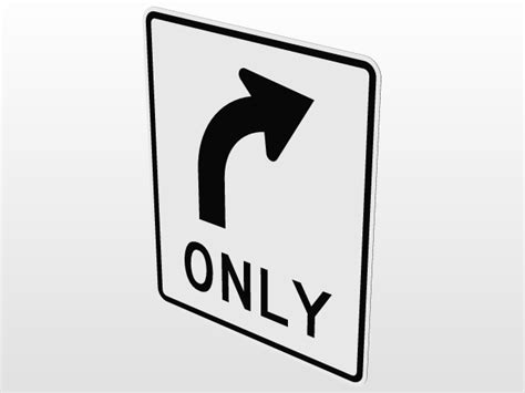Left Turn Only R3 5lright Turn Only R3 5r Road Signs 3d Cad Model