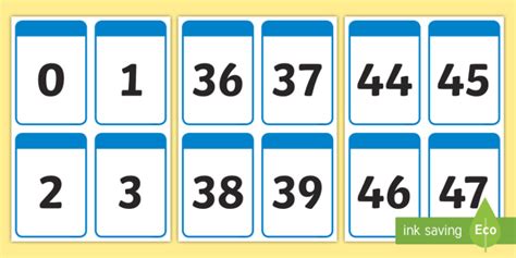 Printable math flashcards addition to 50+50 with answers. Number Cards 1 - 50 (teacher made)