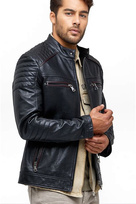 Aaron Mens 100 Real Black Leather Slimfit Jacket