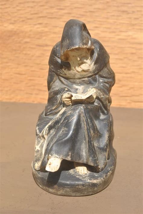 Vintage Plaster Statue Monk Reading From A Sculpture By Etsy