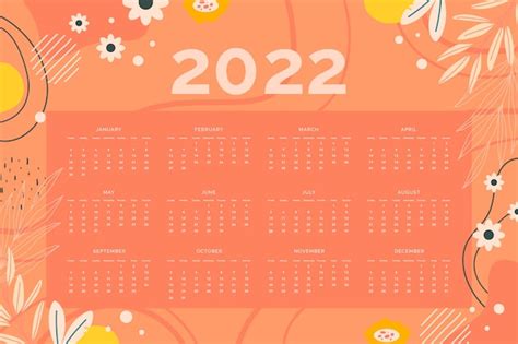 Plantilla Plana Calendario 2022 Vector Premium