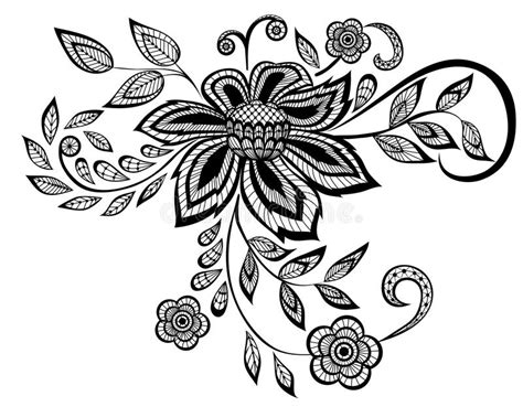 Mandala round floral ornament isolated on white background decorative design element black and white outline vector illustration for coloring print on and other items. Beautiful Black And White Floral Pattern Design Stock ...