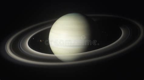 3d Animation Of Saturn And A Spacecraft Orbiting The Planet Stock