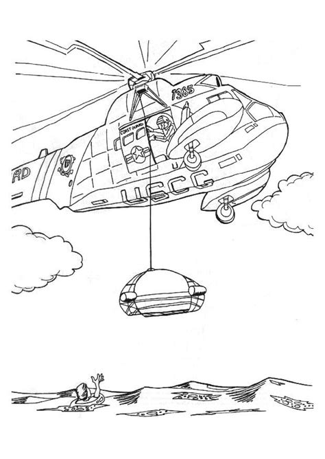 Coloring Page Rescue Mission With Helicopter Free Printable Coloring