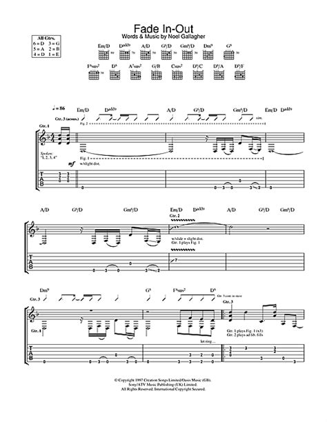 Fade In Out Guitar Tab By Oasis Guitar Tab 32699