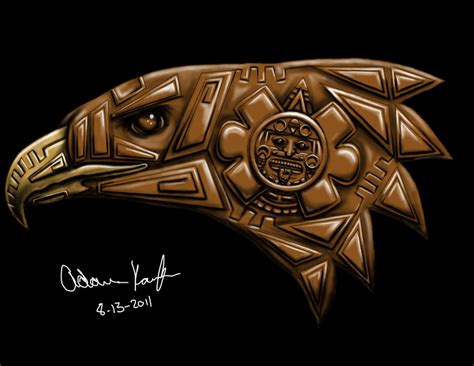 The headdress is generally described as feathered with the large beak coming over the top. Aztec Eagle Drawing at GetDrawings | Free download