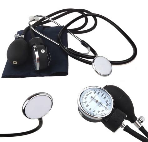 Blood Pressure Monitor Nylon Cuff Manual Sphygmomanometer And Stethoscope