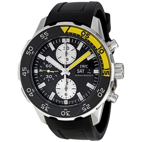 Iwc Aquatimer Black Dial Stainless Steel Rubber Automatic Chronograph