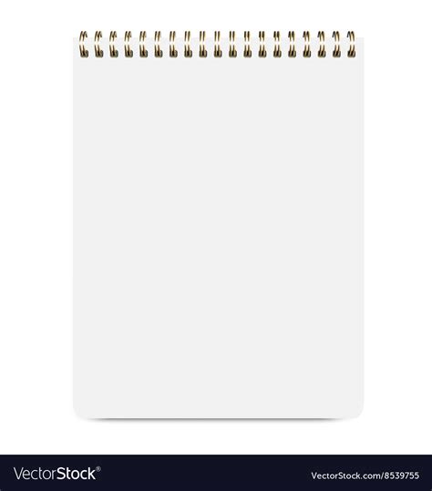 Blank Realistic Notepad Isolated On White Vector Image