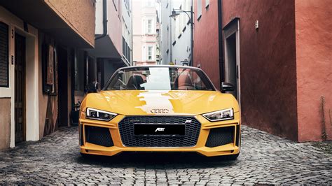 Download Wallpapers Audi R8 Spyder 2017 Cars Abt Tuning Street