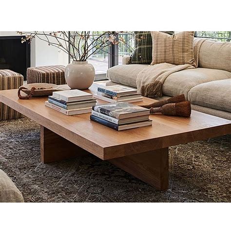 Farmhouse Wood Coffee Table Rectangle Shaped In Natural Rustic Coffee