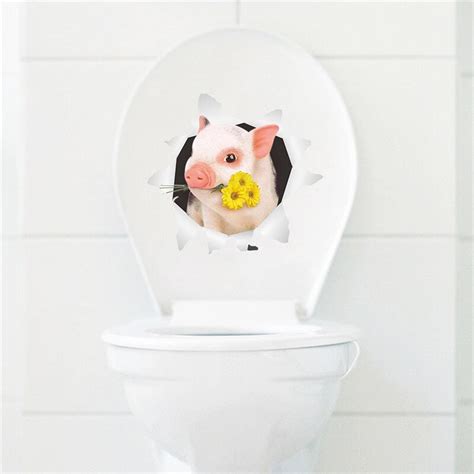 Güzel Piggy tuvalet çıkartmalar ev dekorasyon için Grandado