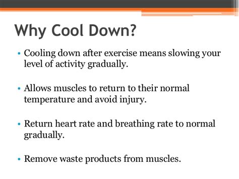 The purpose of warming up before physical activity is to prepare mentally and physically for your chosen activity. Warm Up & Cool Down