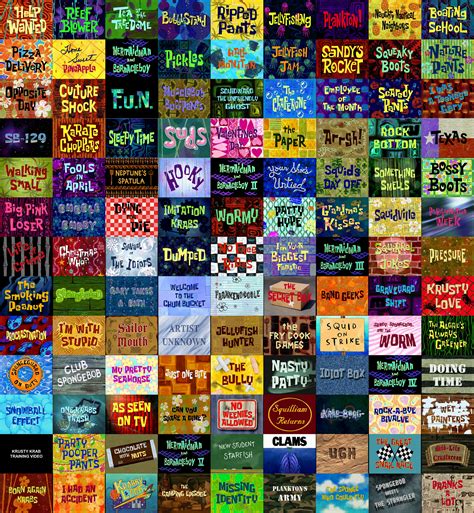 every title card from seasons 1-3 : spongebob