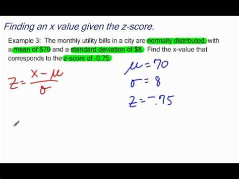 What is the formula for finding z score? Finding a Value for x Given a z-score - YouTube