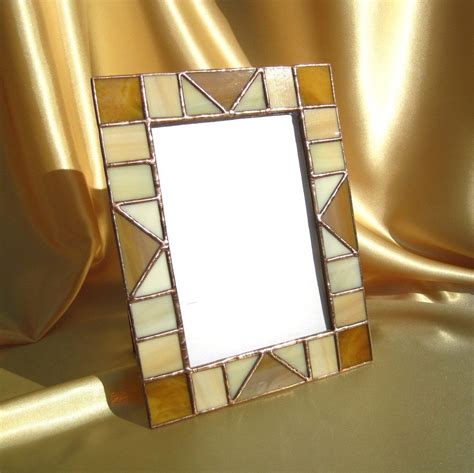 Sandstone 5 X 7 Stained Glass Picture Frame Etsy Glass Picture Frames Stained Glass Mirror