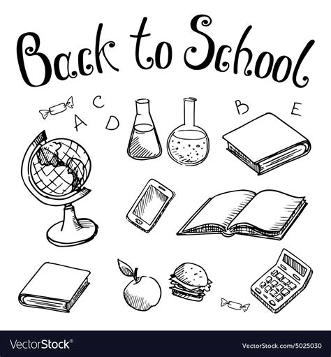 Back To School School Subjects On On A White Vector Image
