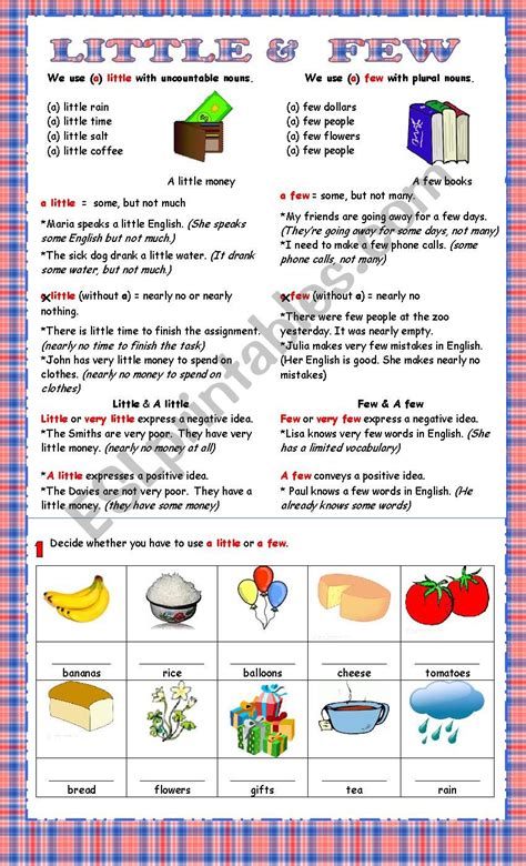 Little And Few Esl Worksheet By Anna P