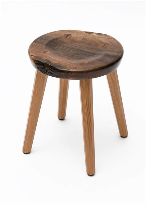 Hearth Stool - Four-legs! - stool with scooped seat, tapered octagonal 