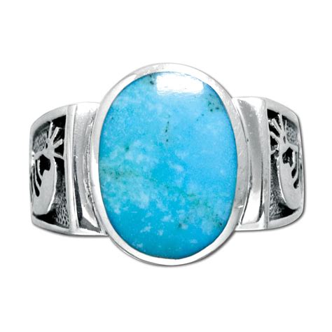 Nwr Sterling Silver Western Men S Ring With Genuine Turquoise