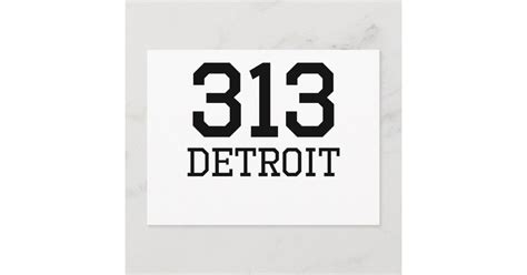 Detroit Area Code 313 Postcard Zazzle