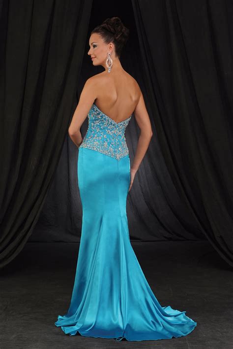 turquoise mermaid strapless sweetheart zipper sweep train floor length satin prom dresses with