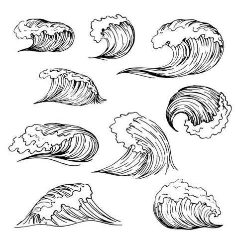 Drawing Of The Tidal Wave Illustrations Royalty Free Vector Graphics