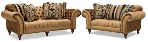 Brittney Sofa Chaise And Chair Set Bronze Value City Furniture