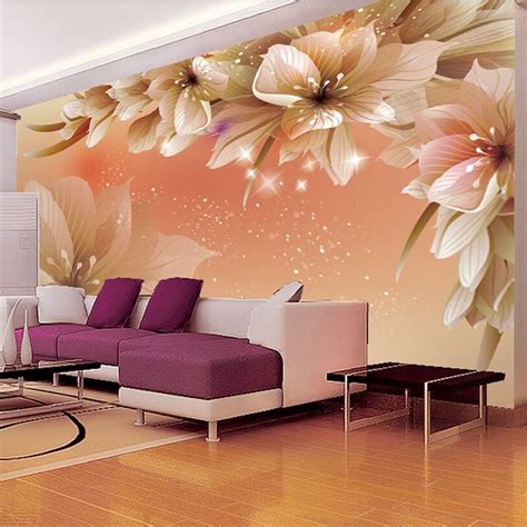 modern fashion wall mural floral photo glitter wallpaper