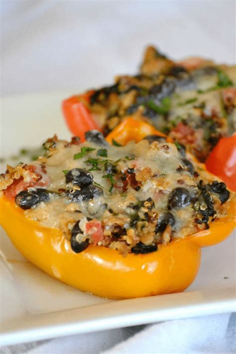 Quinoa Black Bean And Turkey Stuffed Peppers Colorful Bell Peppers