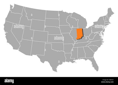 Political Map Of United States With The Several States Where Indiana Is