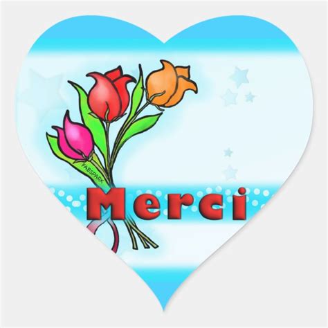 Merci French Thank You Flowers Cartoon Stickers