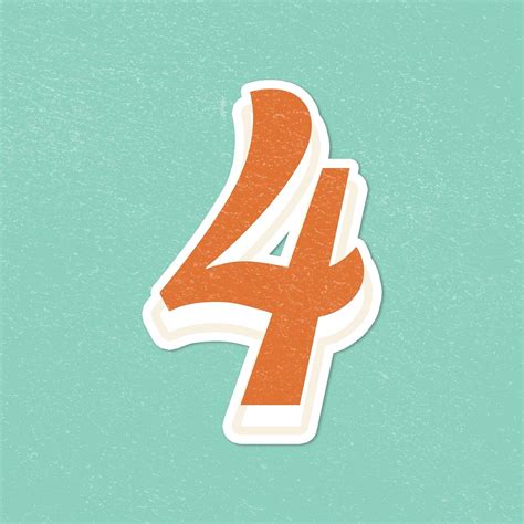 four 4 retro bold font typography and lettering sticker free image by jingpixar