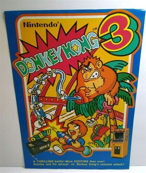 Nintendo Donkey Kong 3 Arcade Flyer Original 1983 Video Game Art Print