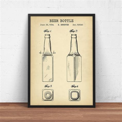 Beer Bottle Patent Print Digital Download Vintage Blueprint Etsy