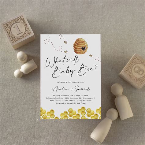 What Will Baby Bee Gender Reveal Party Invitation Baby Bee Etsy