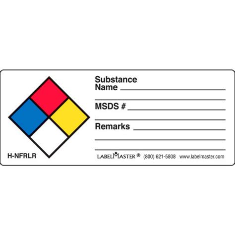 Labelmaster H Nfrlr Nfpa Write On Substance Name Label X