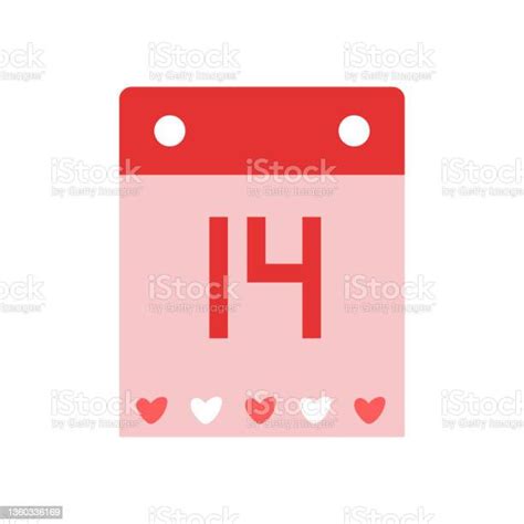 Vector Cute Calendar Valentines Day Calendar For February 14 Stock