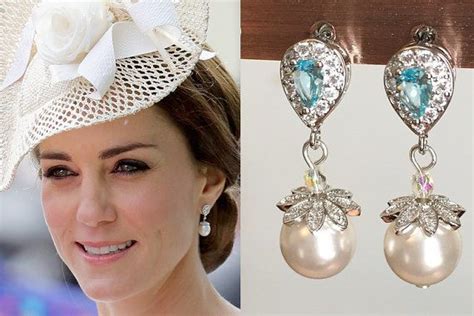 Kate Middleton Aqua Silver Pearl Drop Earrings By Dbakerjewelry Estilo